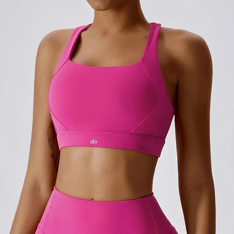 Alo Yoga Alo Solid Pink Sports Bra Pink - 1
