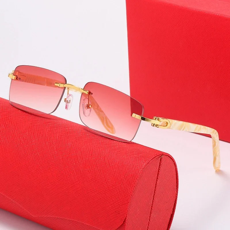 Cartier Cartier Soleil Blanc Gold Frame Gradient Red Lens Sunglasses Gold - 1