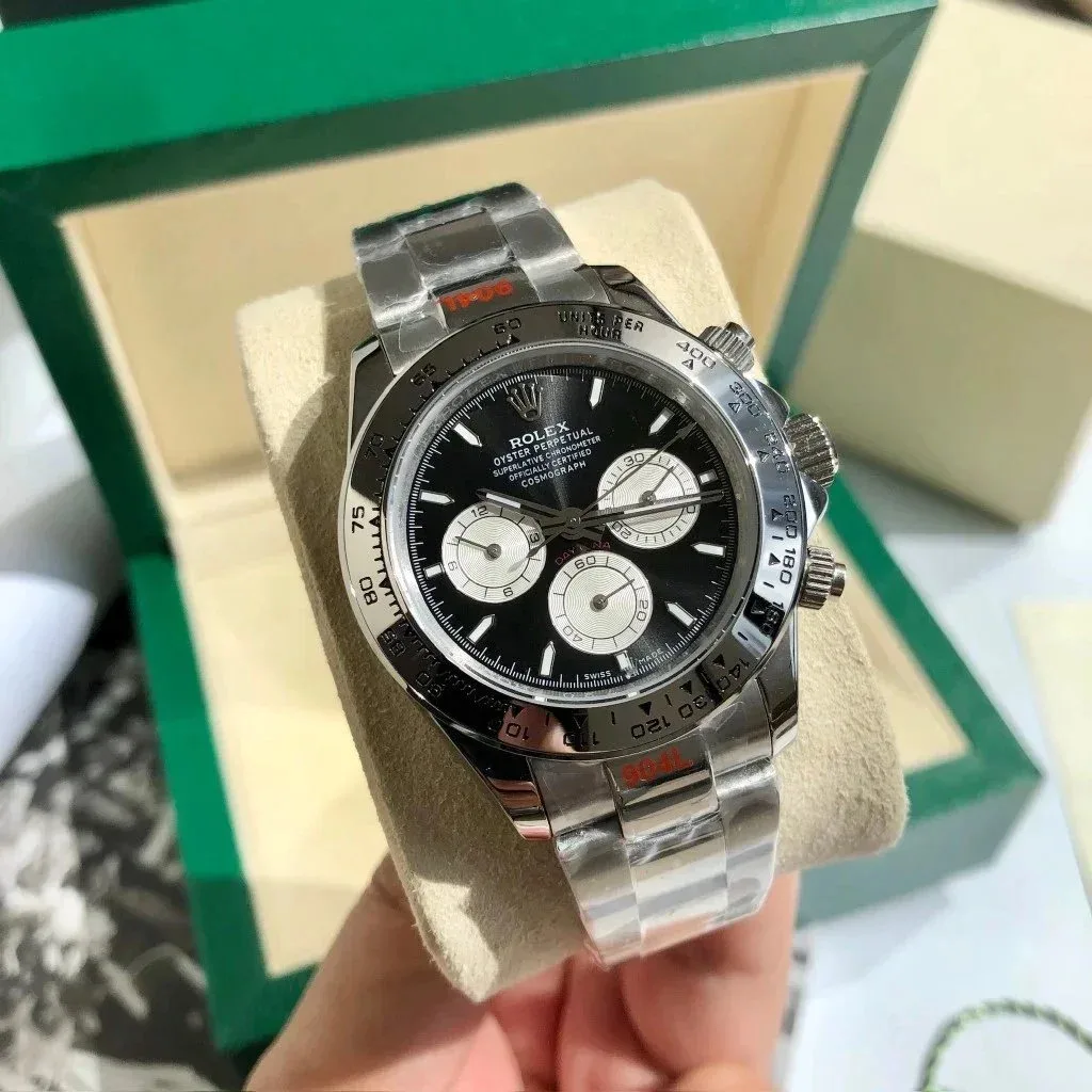 Rolex Rolex Daytona Cosmograph Silver Case Black Dial Steel Band Silver - 1