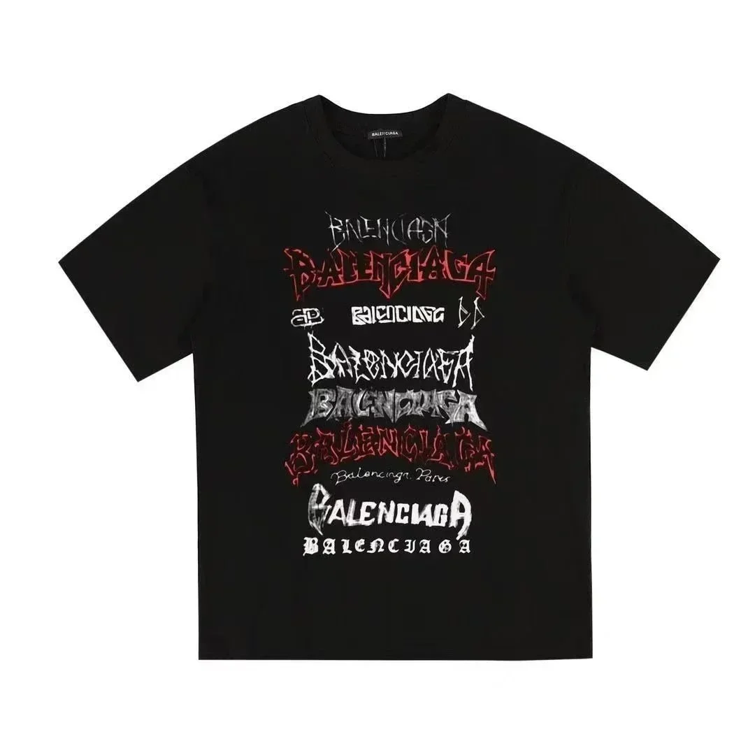Balenciaga Balenciaga Multi-Logo Print Black T-Shirt Black