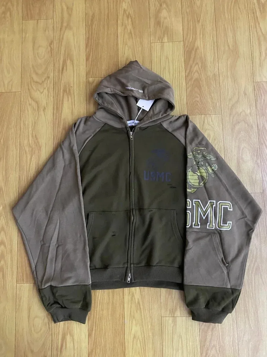Other USMC Graphic Zip-Up Hoodie - Olive Green Green - 1