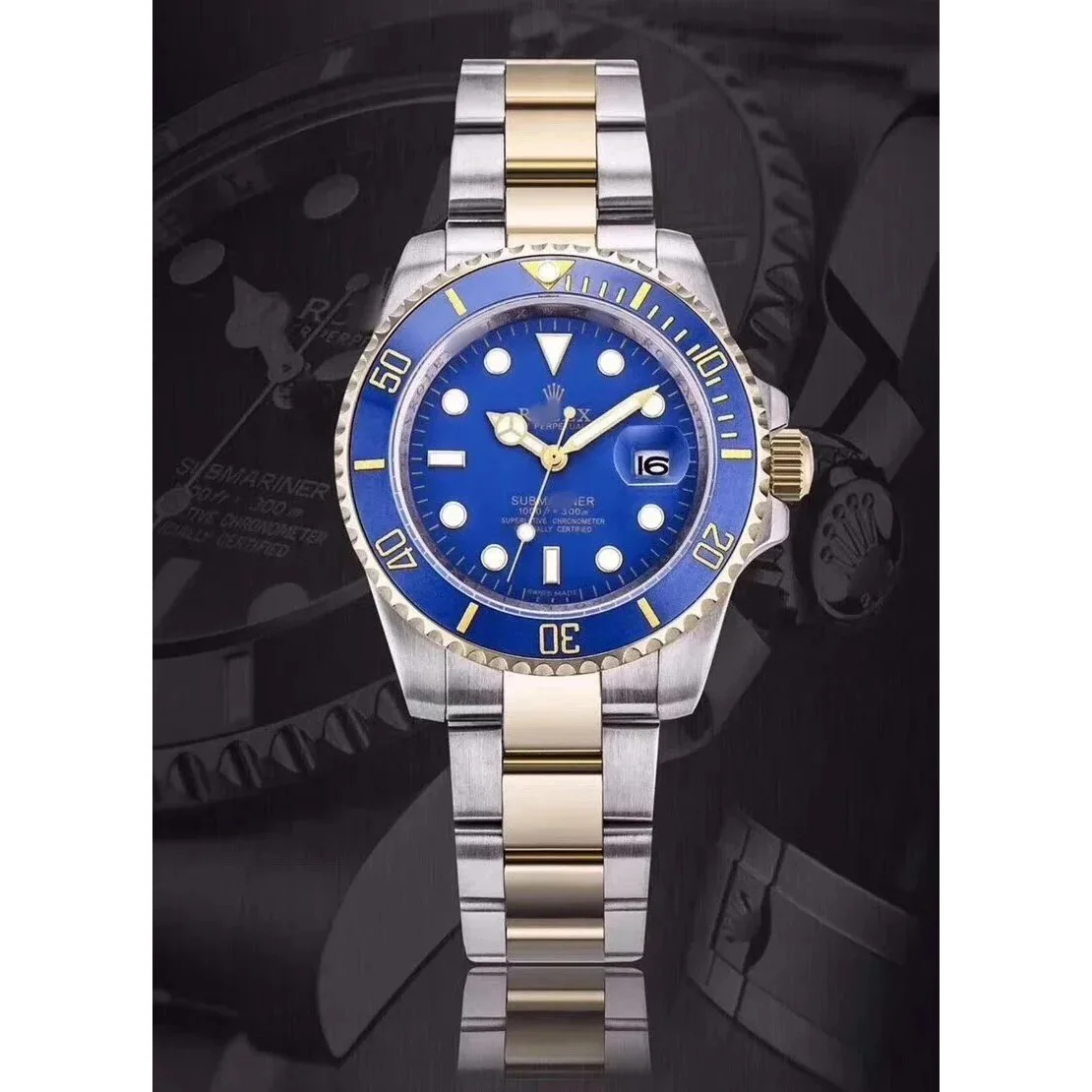 Rolex Rolex Submariner Blue Dial Two-Tone Watch Blue