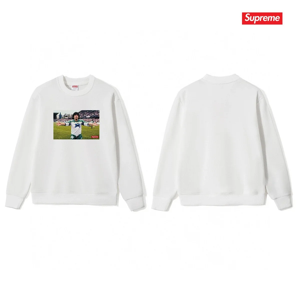 Supreme Supreme White Soccer Player Graphic Crewneck Sweatshirt White - 1