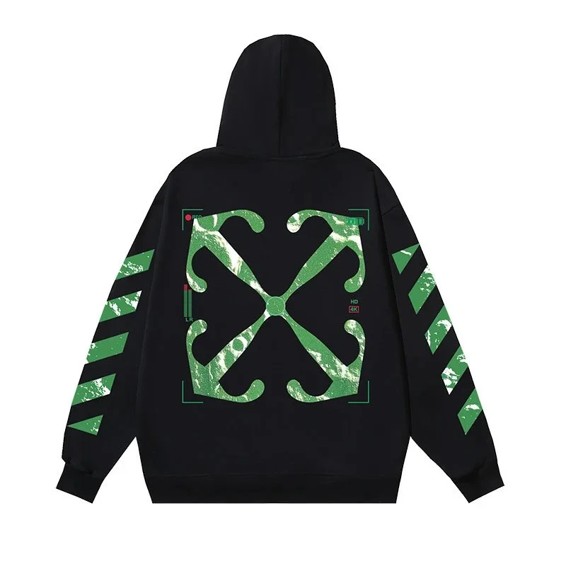Off-White Off-White Diagonal Hoodie Black/Green Black - 1