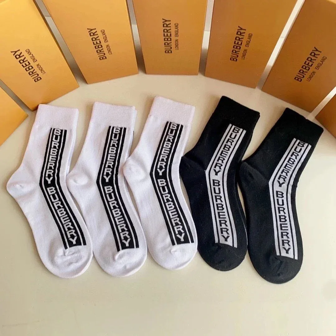 Burberry Burberry Logo Stripe Socks White/Black White - 1