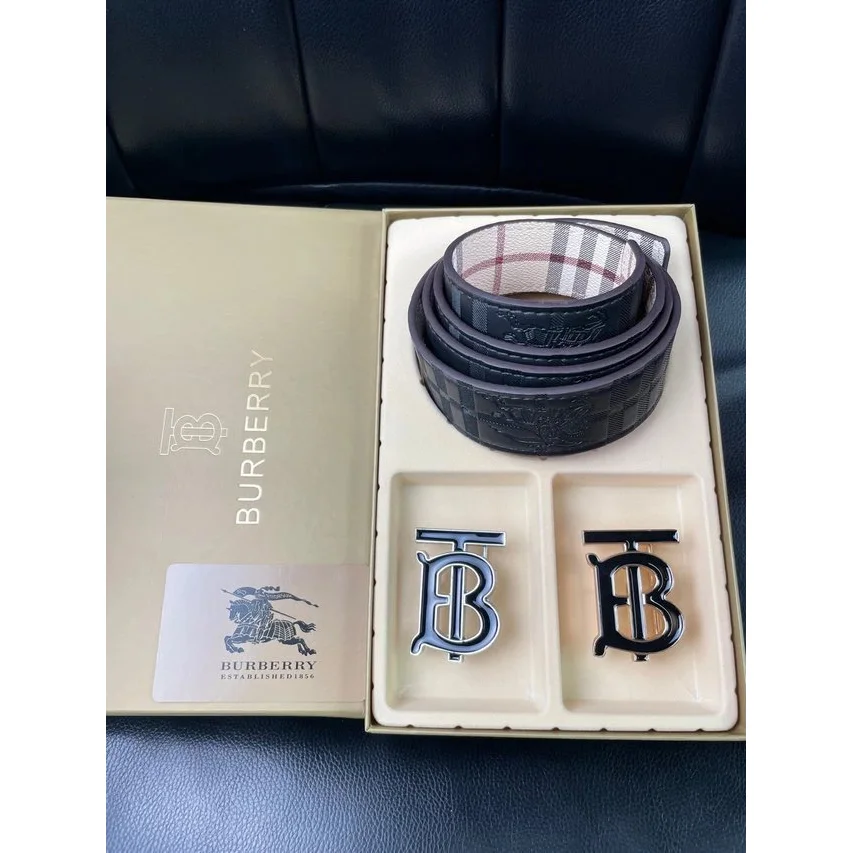 Burberry Burberry TB Monogram Belt Set in Black & Check Black - 1