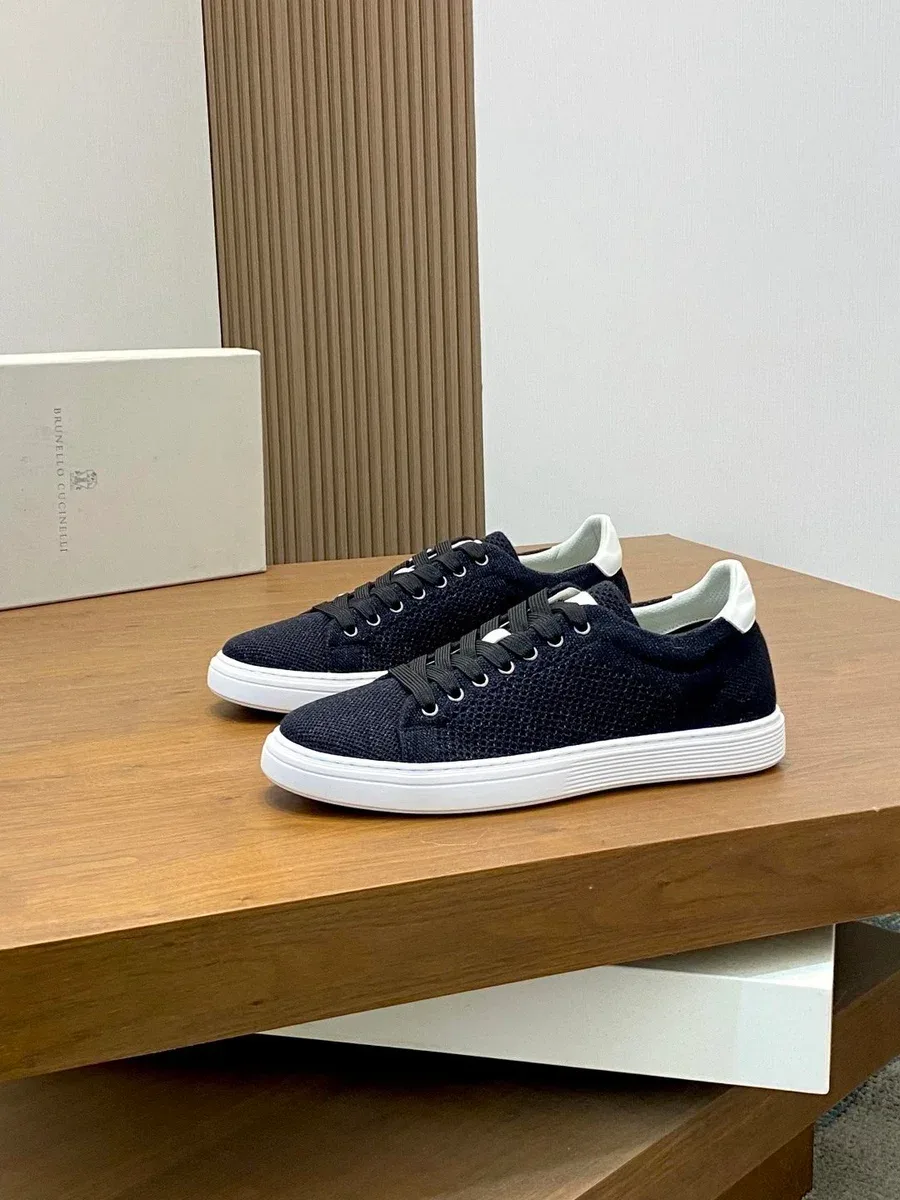 Other Brunello Cucinelli Black Mesh Sneakers White Sole Black - 1