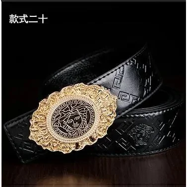 Versace Versace Medusa Gold Buckle Black Leather Belt Black - 1