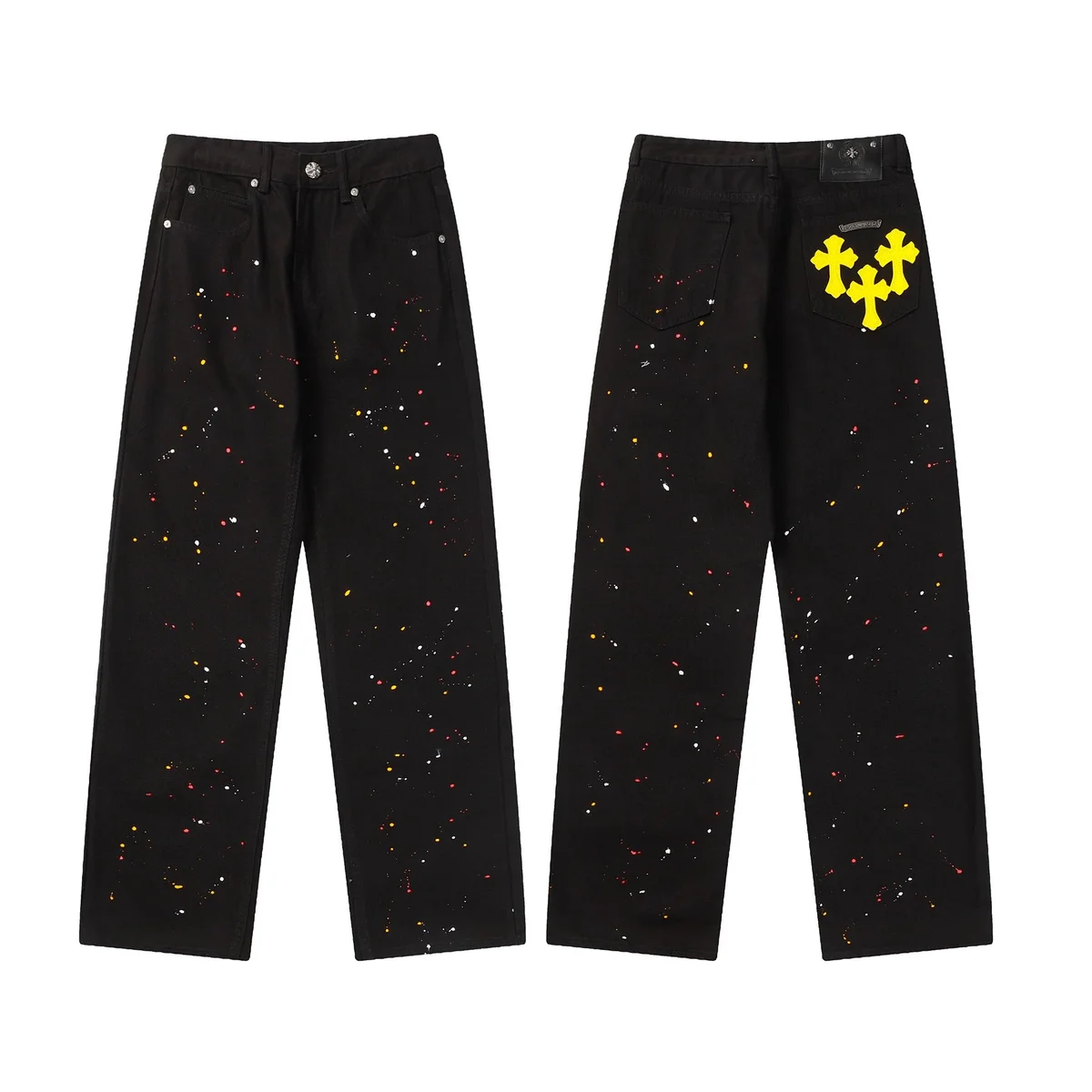 Chrome Hearts Chrome Hearts CH Cross Splatter Black Trousers Black