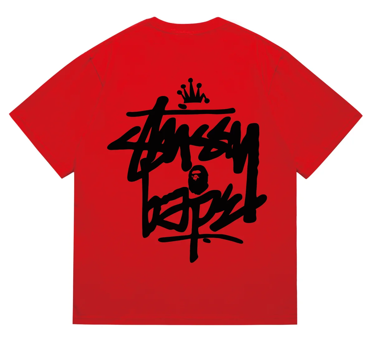 Stussy Stussy x BAPE Basic Logo Red T-Shirt Red