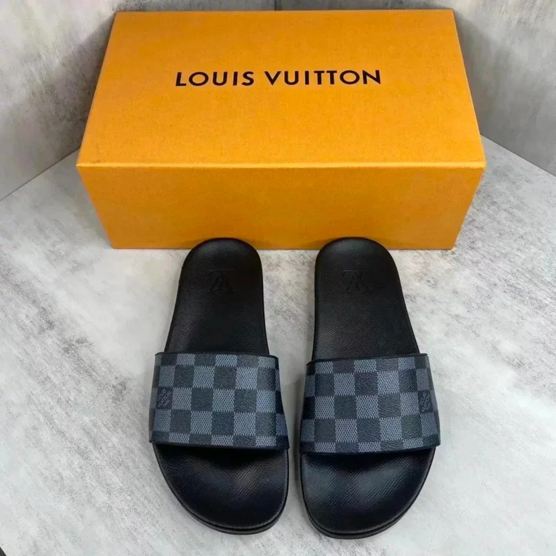 Louis Vuitton Louis Vuitton Monogram Slide Sandals Black