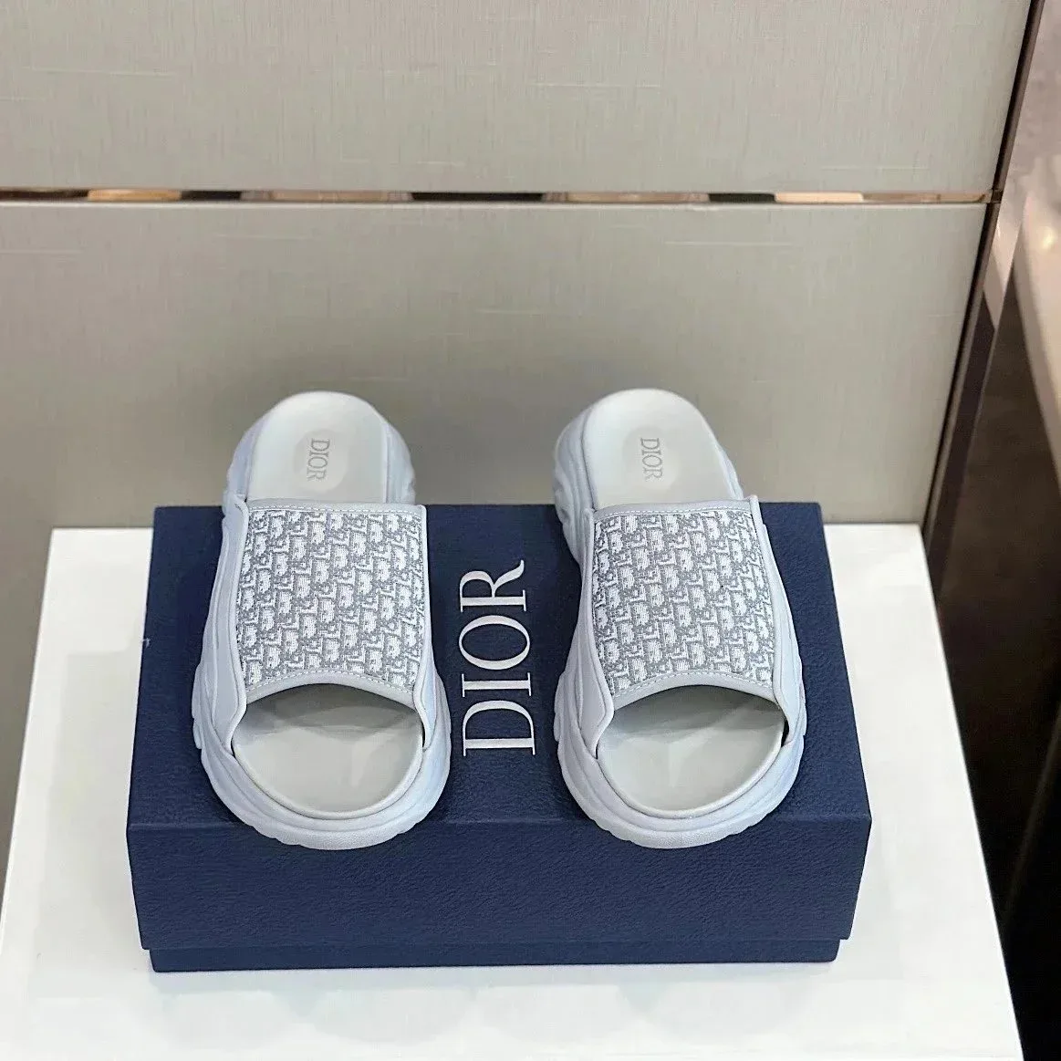 Dior Dior Oblique Slide Sandals White White
