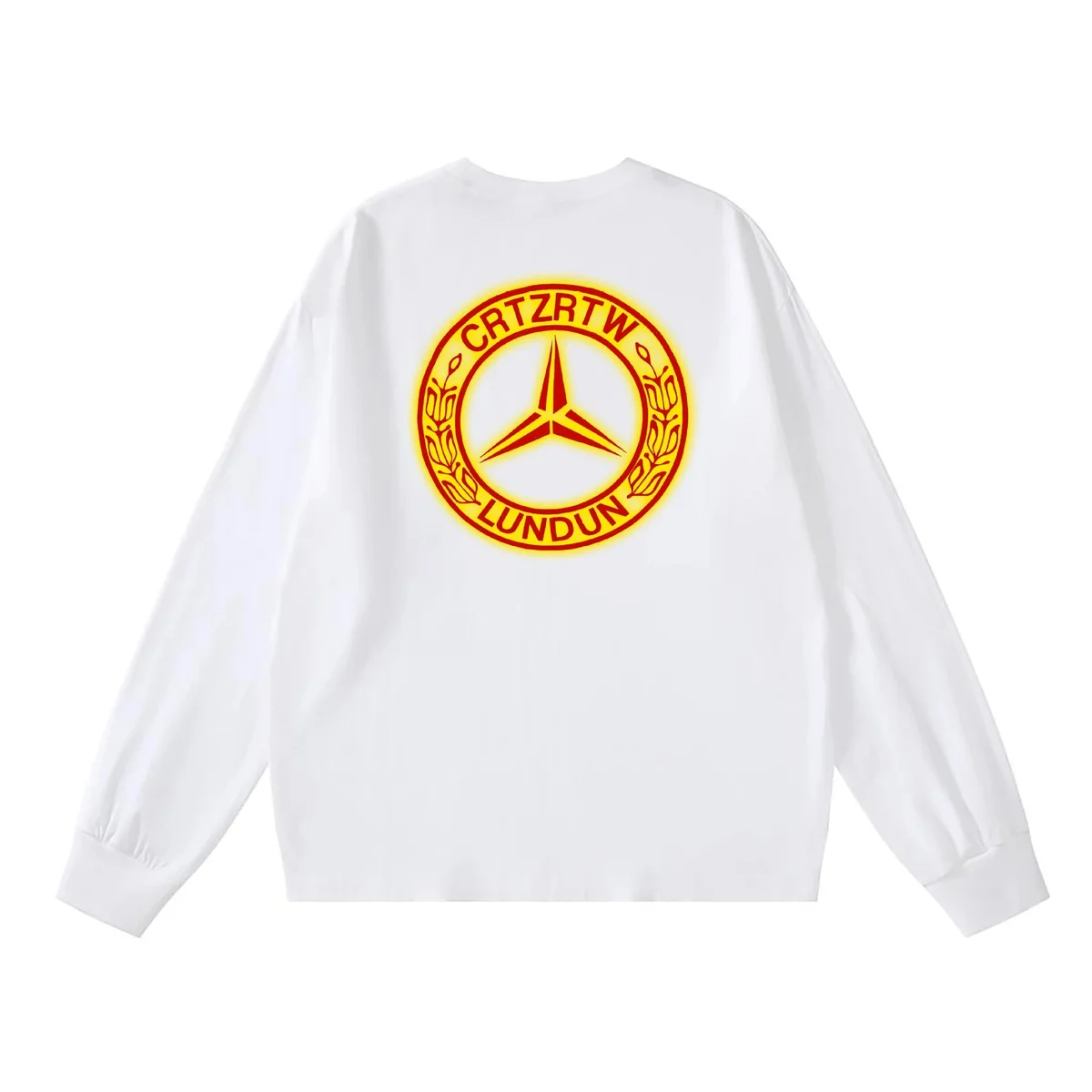 Other Unisex White Long Sleeve Tee with Mercedes-Benz Inspired Graphic White - 1
