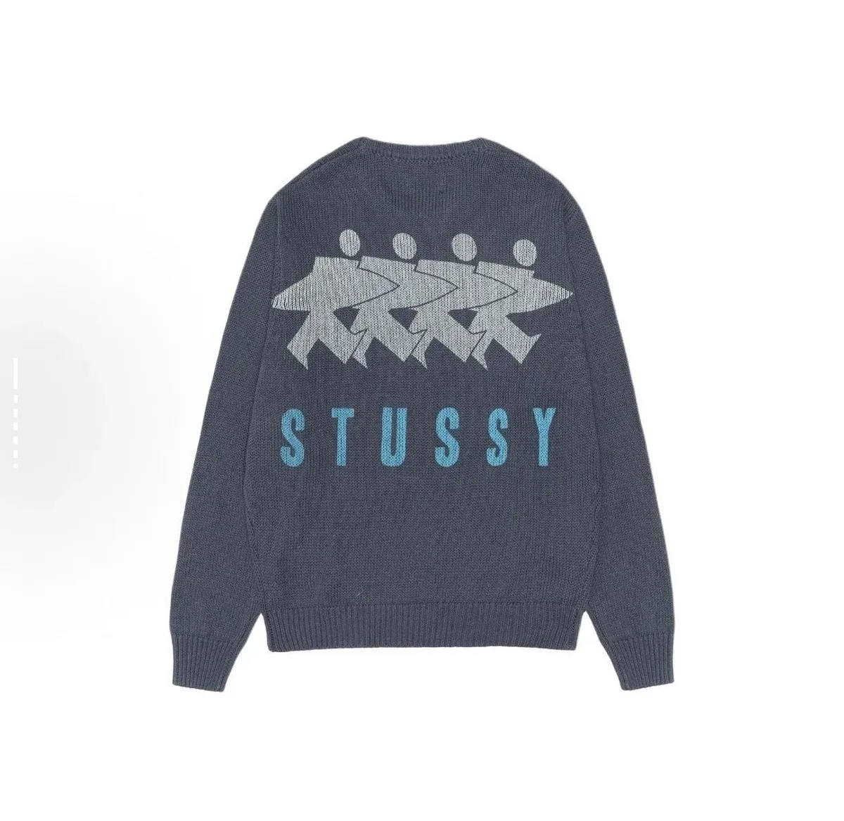 Stussy Stussy Basic Logo Navy Blue Knit Sweater Navy - 1