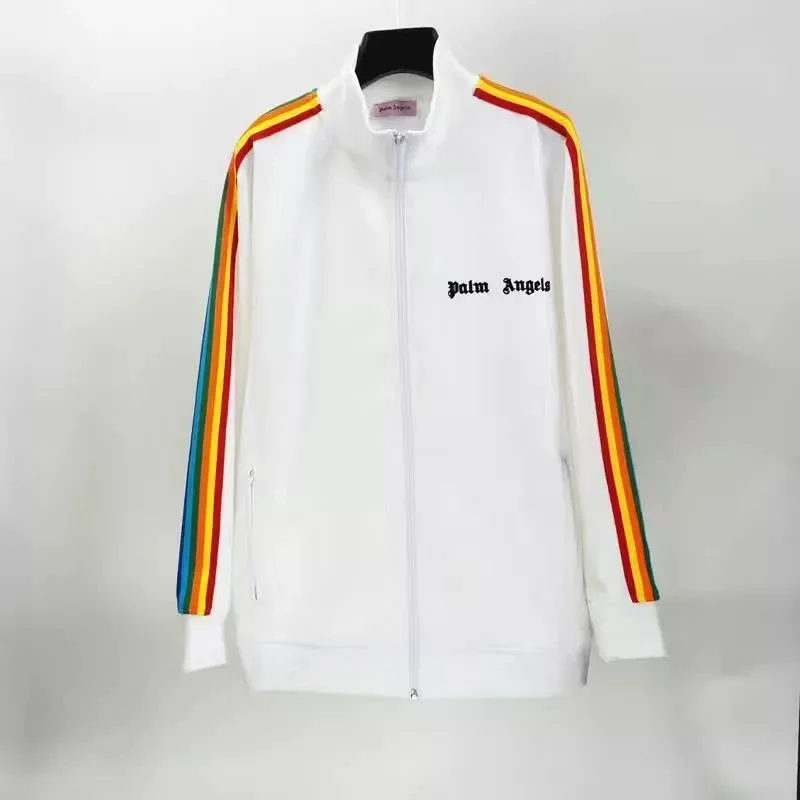 Palm Angels Palm Angels Track Rainbow White Zip-Up Jacket White - 1