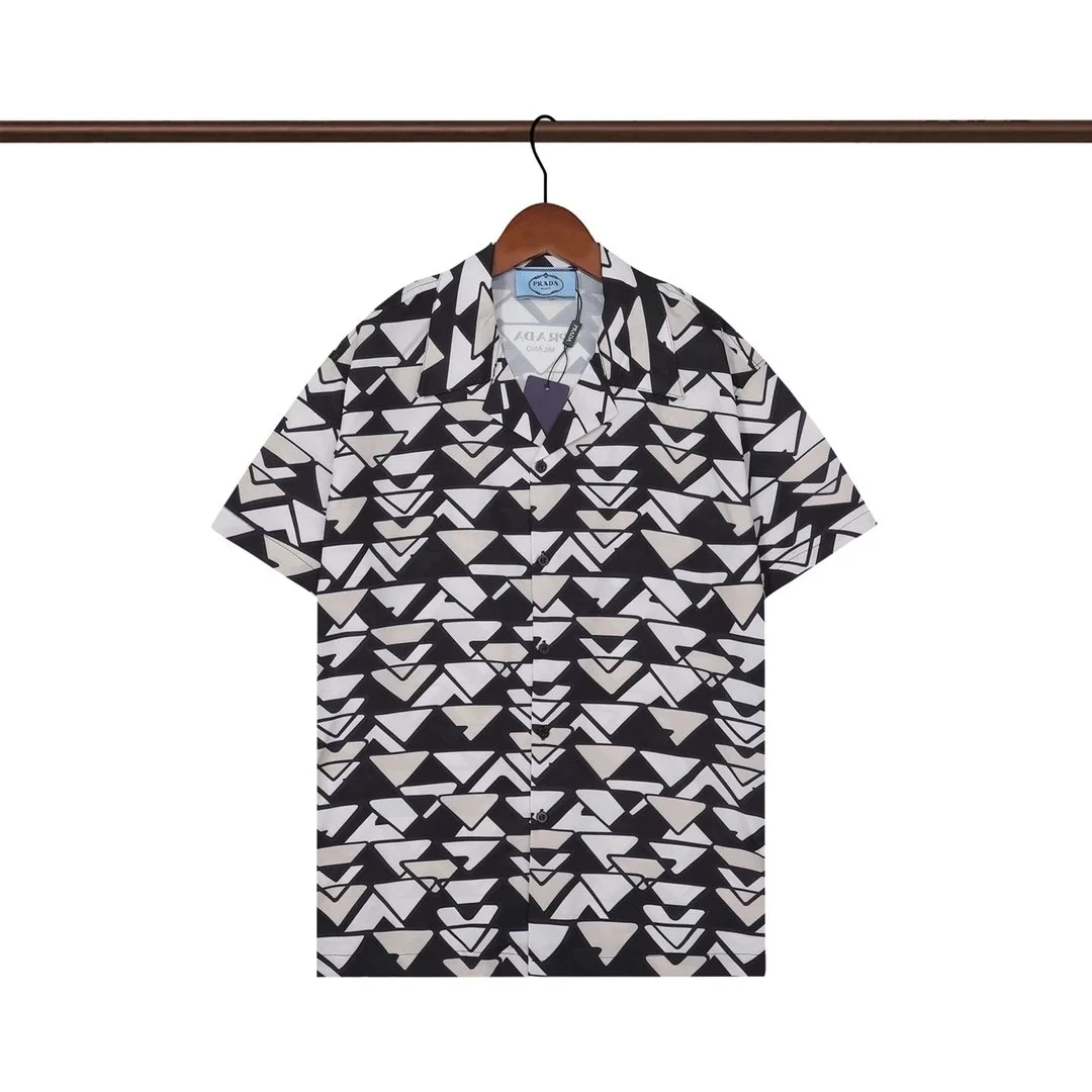 Prada Prada Pra-25 Geometric Print Short Sleeve Shirt Black - 1