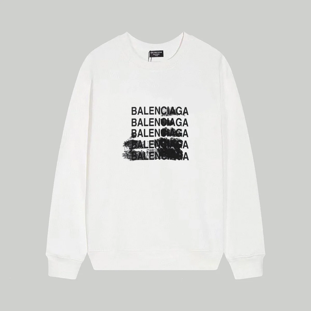 Balenciaga Balenciaga Black Text Print Crewneck Sweatshirt White - 1