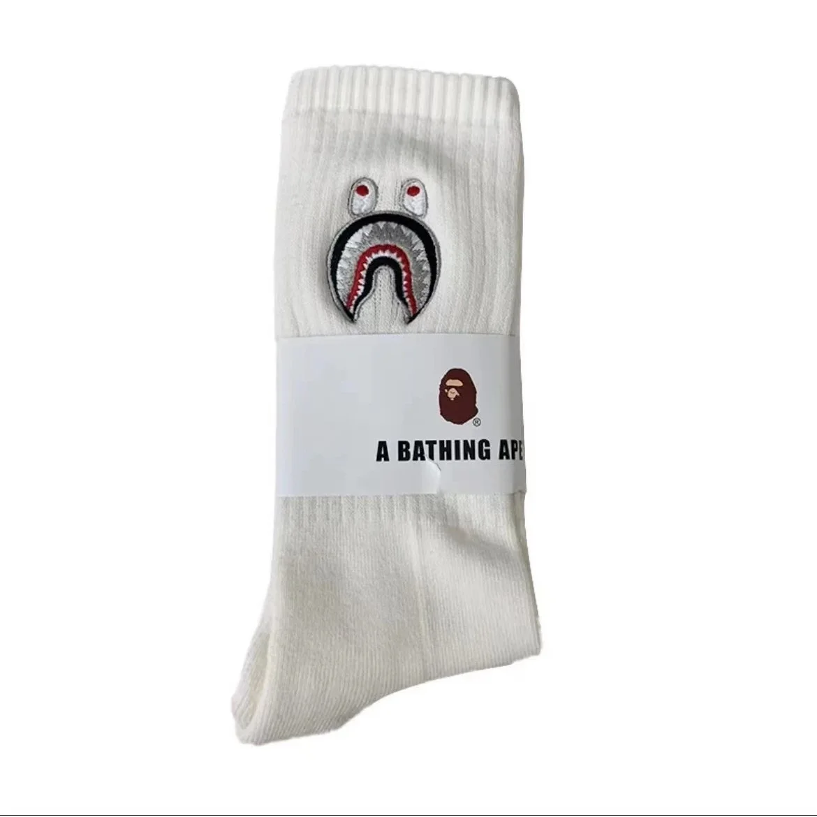A Bathing Ape Shark Crew Socks White