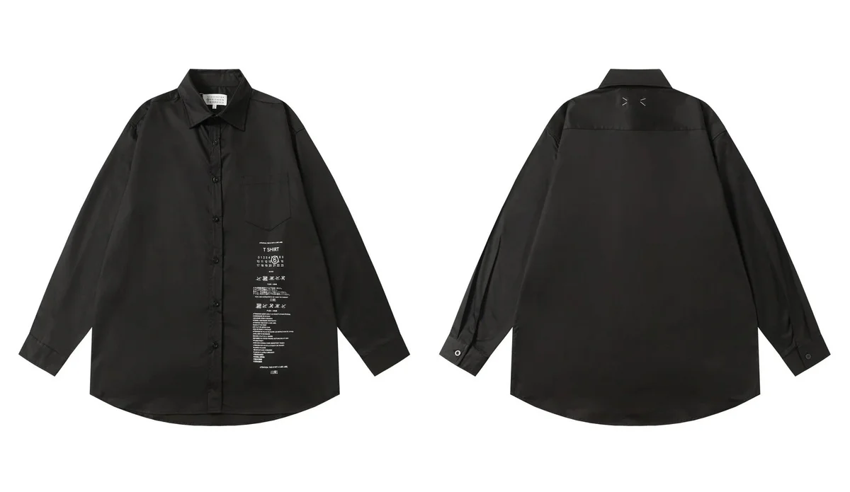 Other Oversized Graphic Button-Up Shirt Black Black - 1
