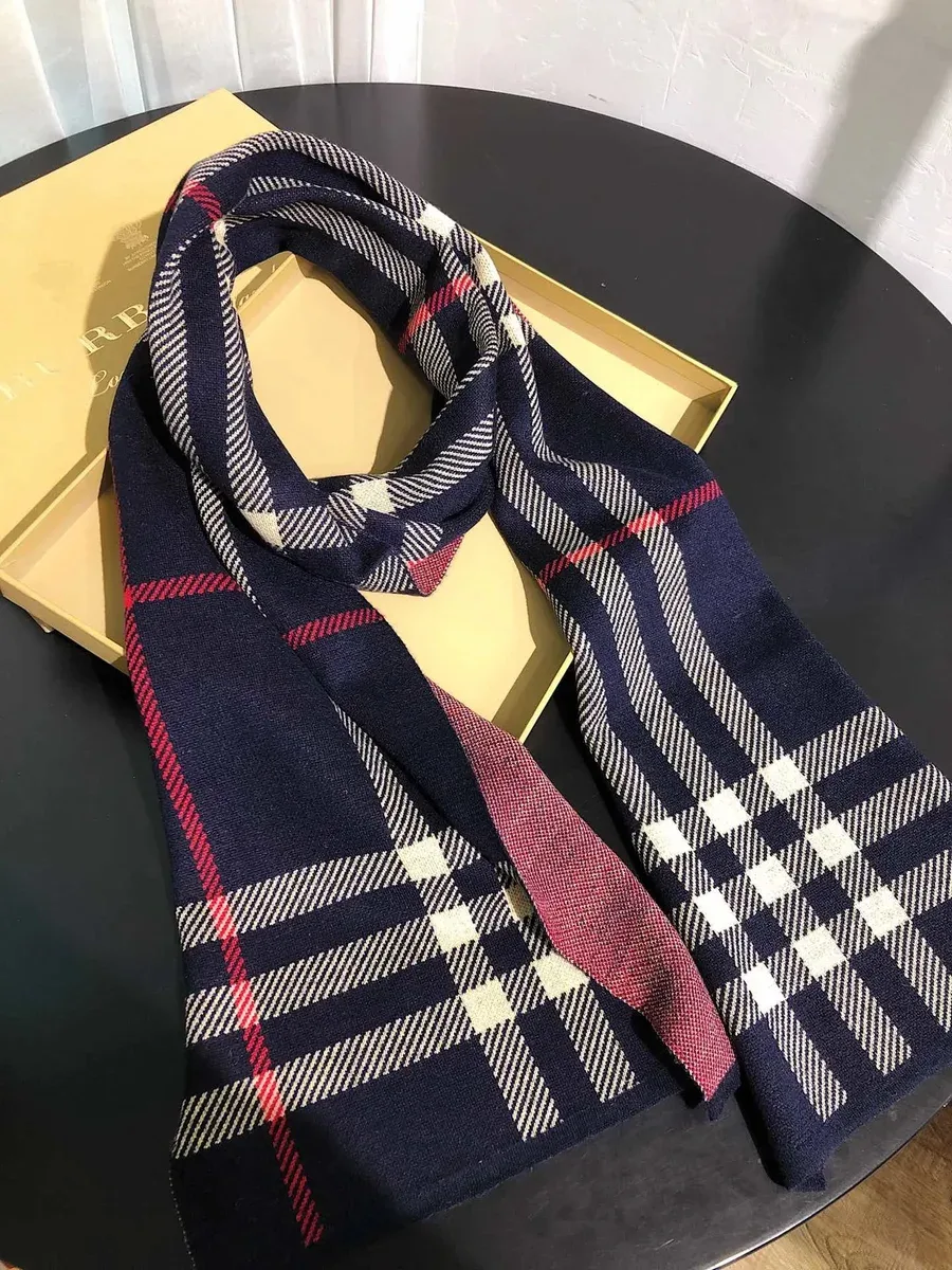 Burberry Burberry TB Monogram Plaid Scarf Navy/Red Navy