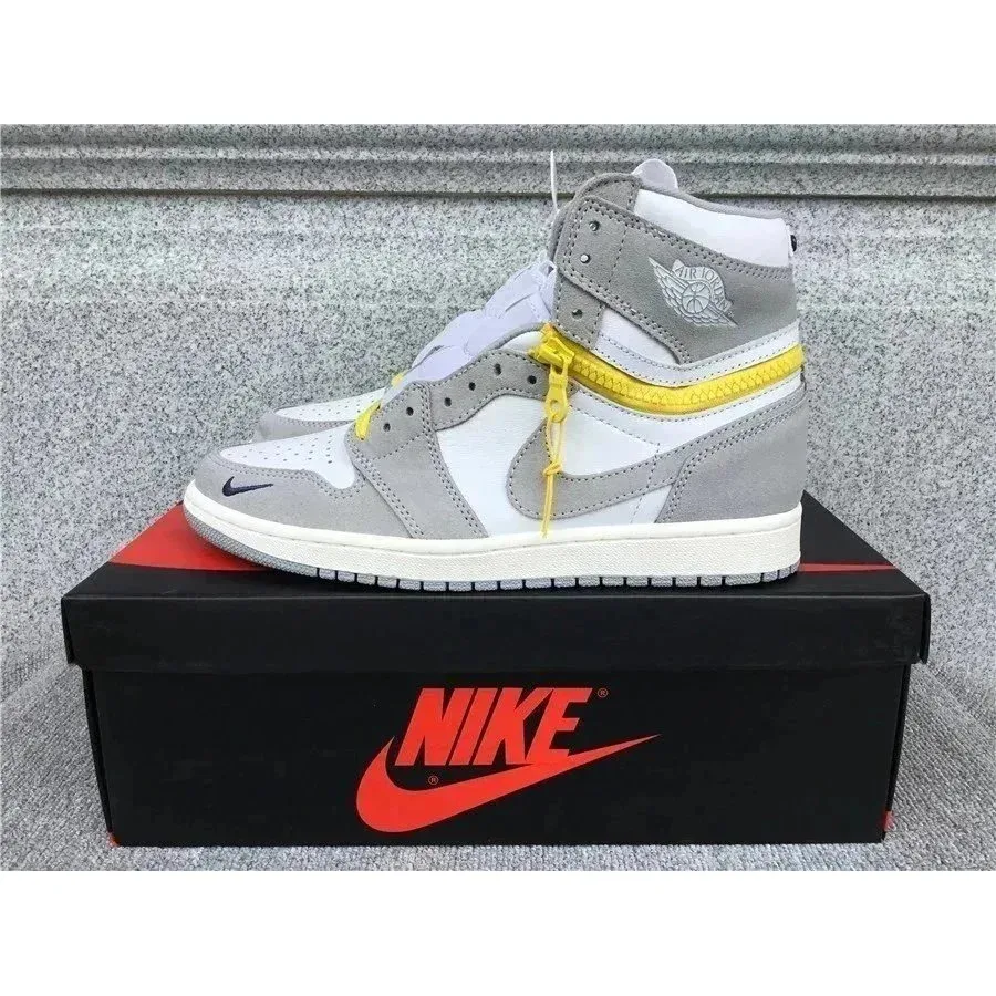 Nike Nike Air Jordan 1 Grey/Yellow Sneakers Grey - 1