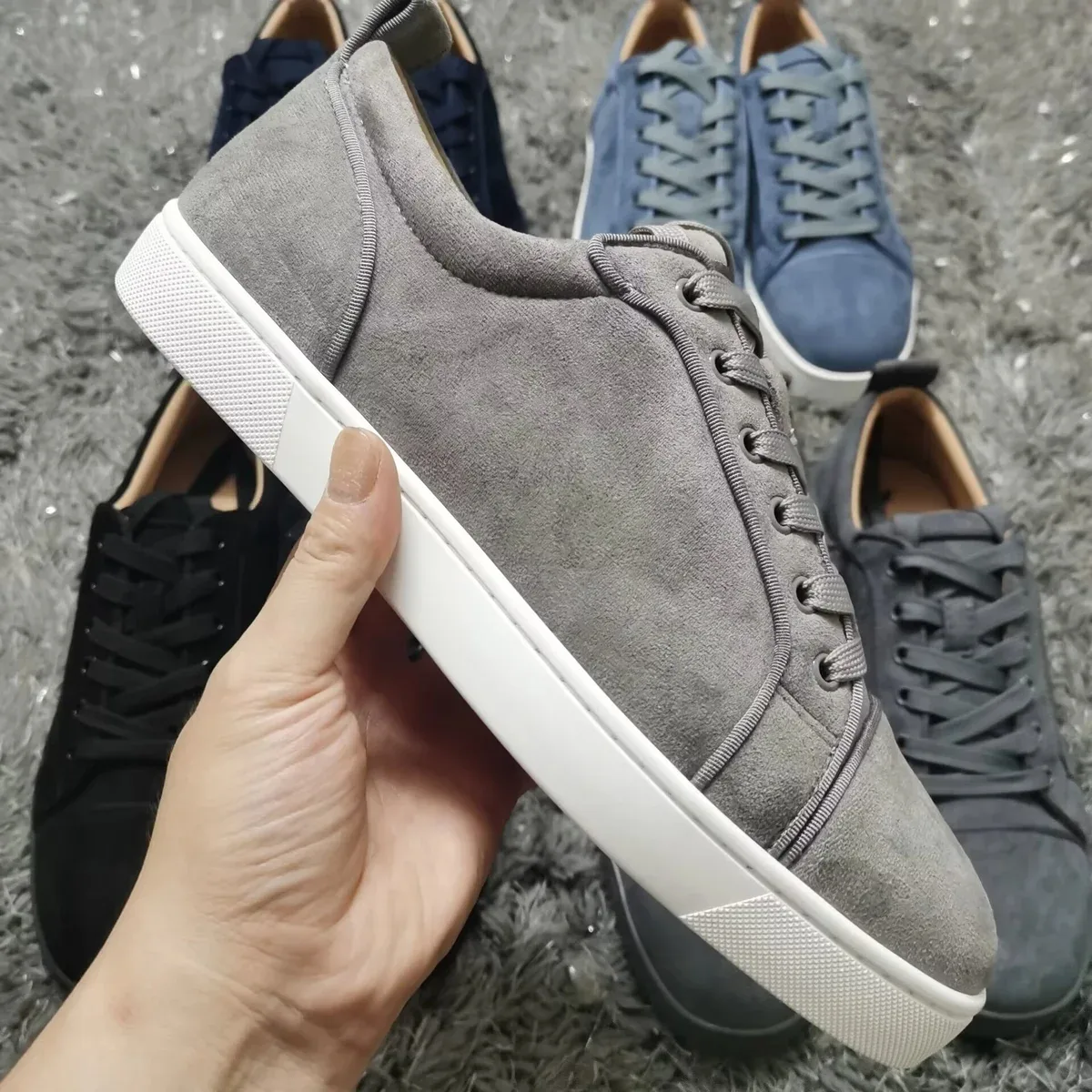 Other Suede Low Top Sneakers Light Grey Grey - 1
