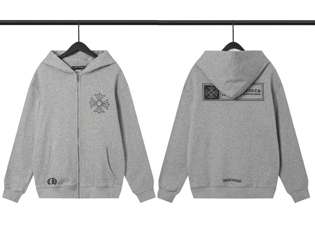 Chrome Hearts Chrome Hearts CH Cross Heather Grey Zip-Up Hoodie Grey
