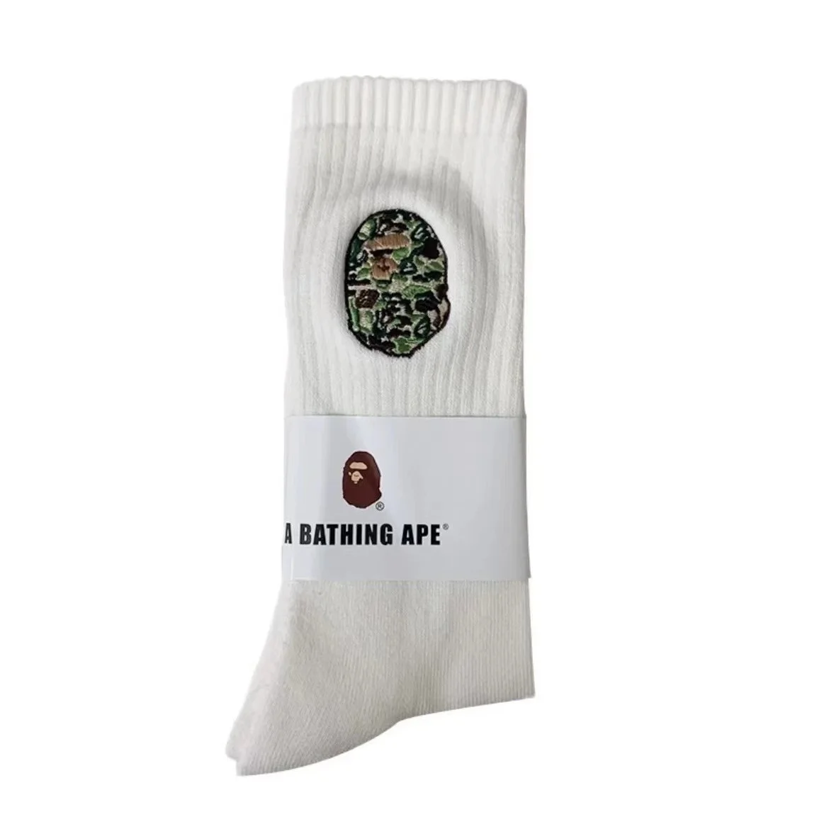 A Bathing Ape A Bathing Ape White Camouflage Embroidery Socks White