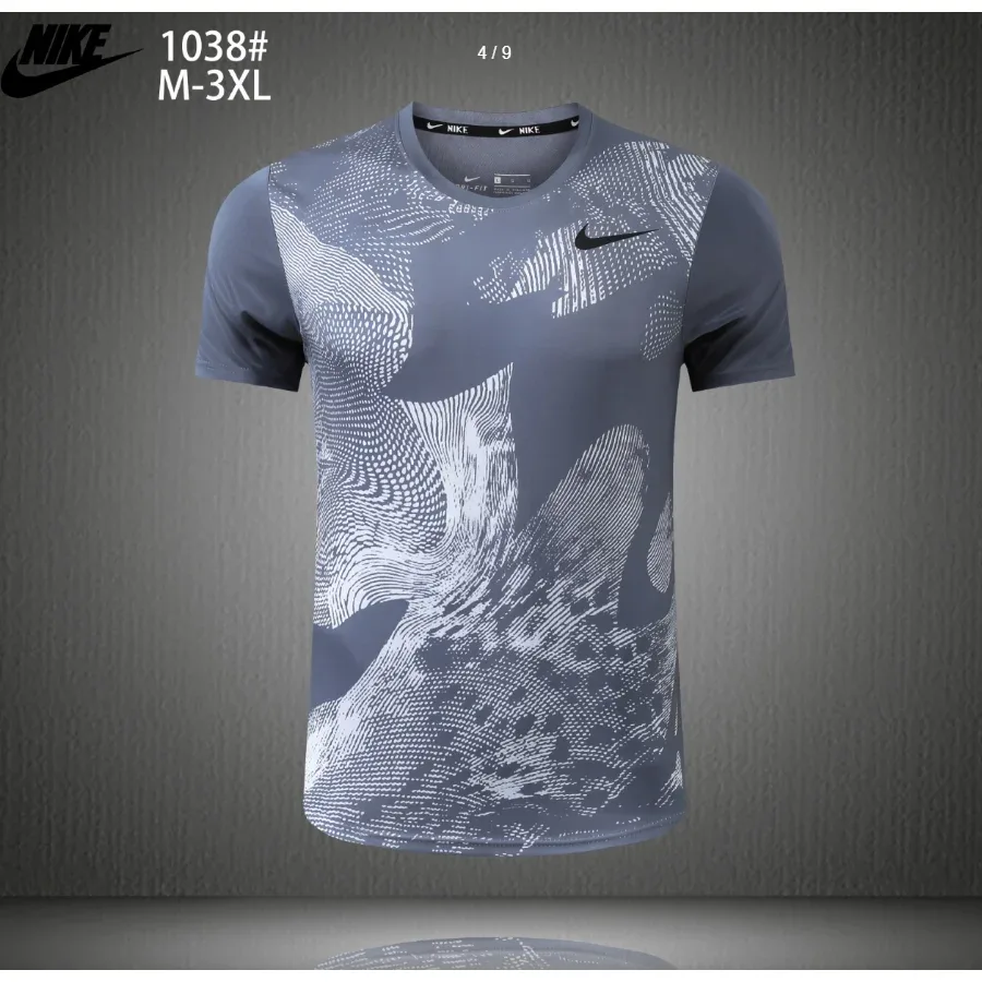 Nike Nike 1038# Abstract Print T-Shirt Grey/White Men Grey - 1