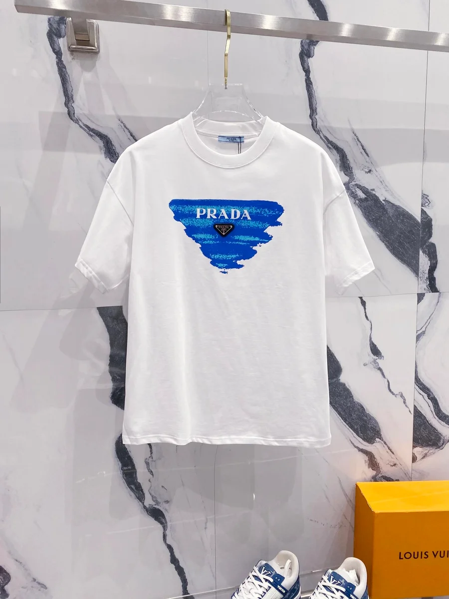 Prada Prada White/Blue Graphic T-Shirt White