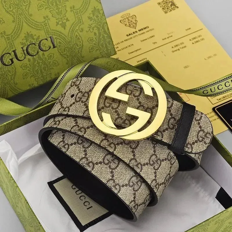 Gucci Gucci Interlocking G Beige/Brown GG Monogram Belt Beige