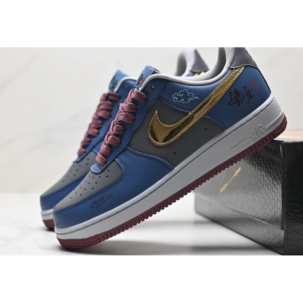 Nike Nike Air Force 1 Chinese New Year Blue/Gold Sneakers Blue - 1