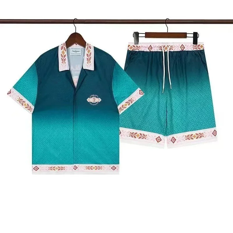 Other Teal Gradient Floral Trim Co-ord Set Blue - 1