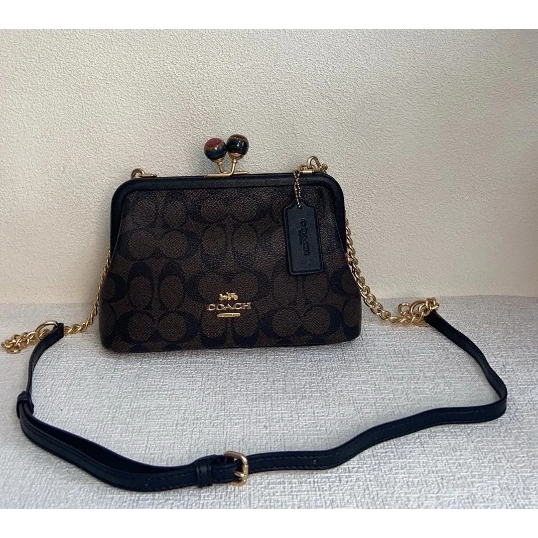 Coach Coach Signature Mini Frame Bag Brown Leather Crossbody Brown - 1