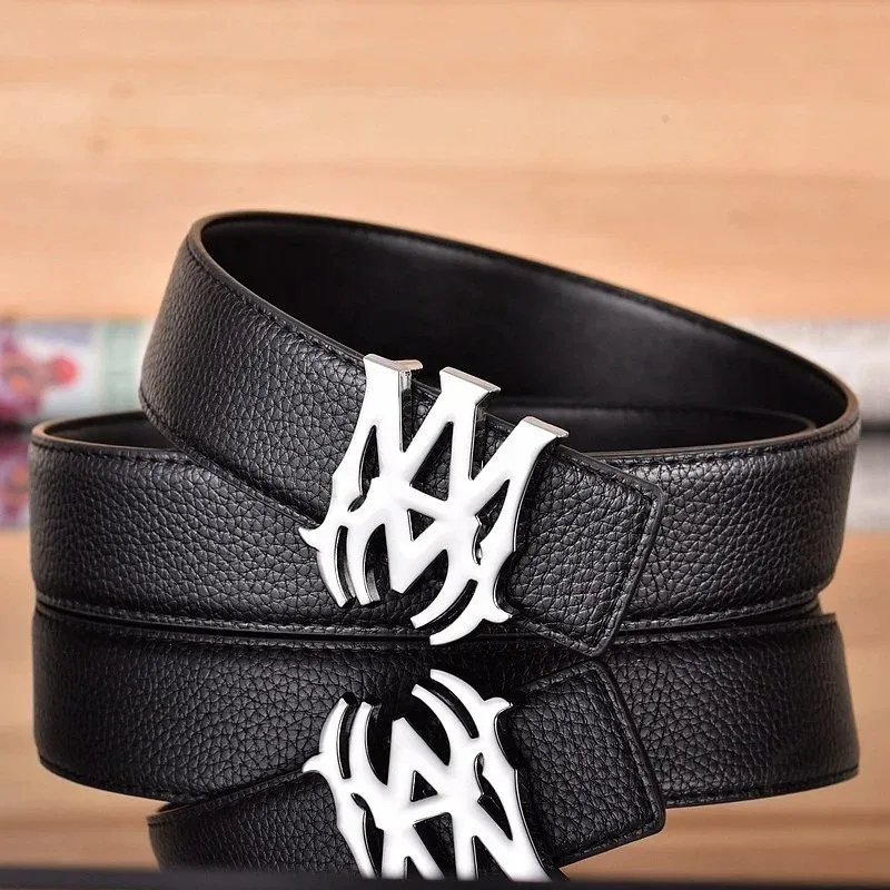 Maison Mihara Yasuhiro MMY MMY Black Lychee Grain Silver Buckle Belt Black