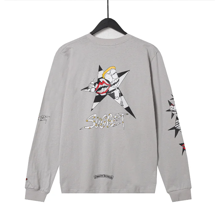 Chrome Hearts Chrome Hearts 32 Light Grey Star Skeleton Graphic Long Sleeve T-Shirt Grey