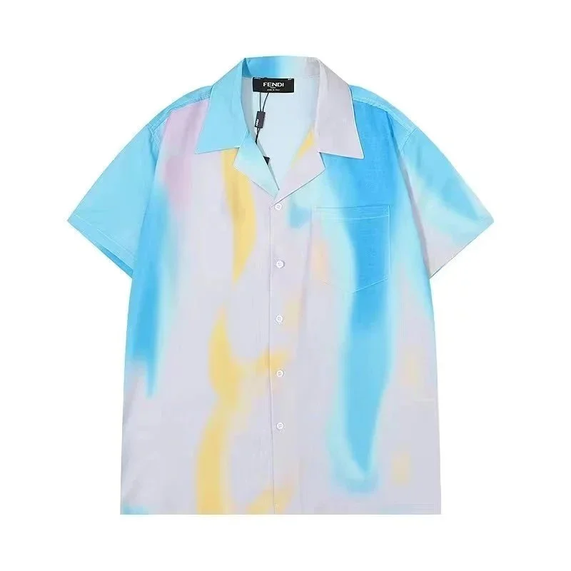 Fendi Fendi Color Block Short Sleeve Shirt Blue - 1