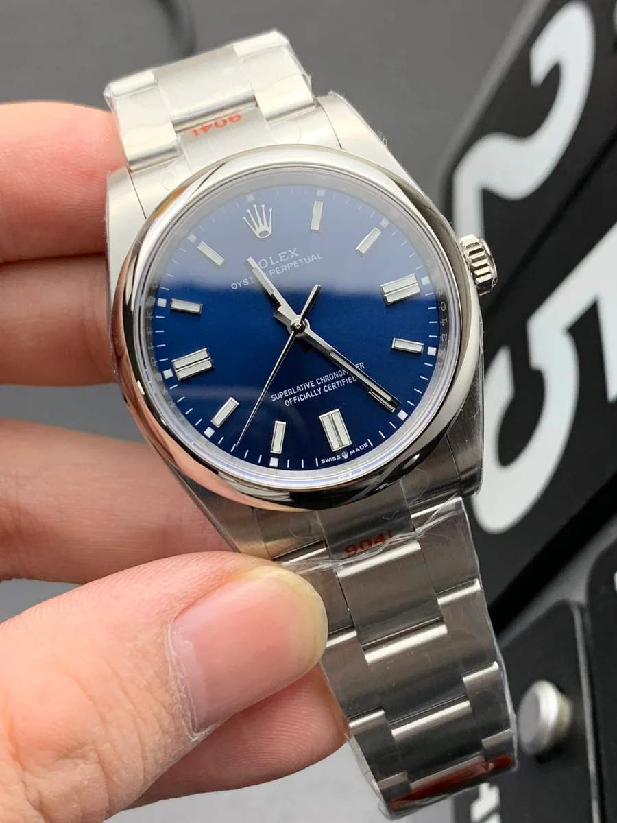 Rolex Rolex Oyster Perpetual Blue Dial Watch Blue
