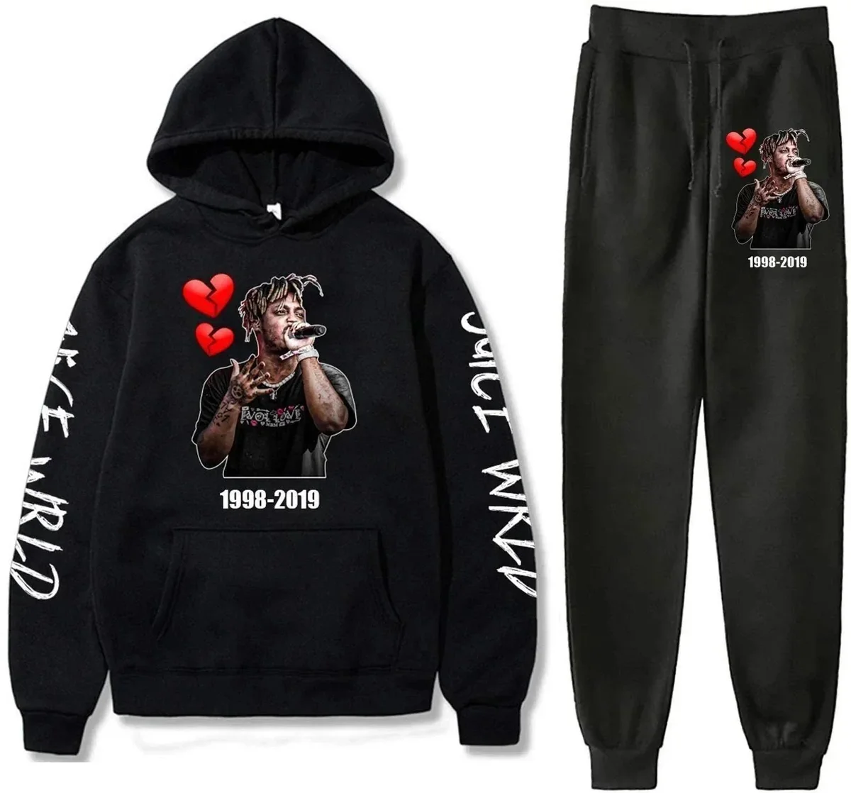 Other Unisex Black Juice Wrld Memorial Hoodie & Sweatpants Set Black - 1