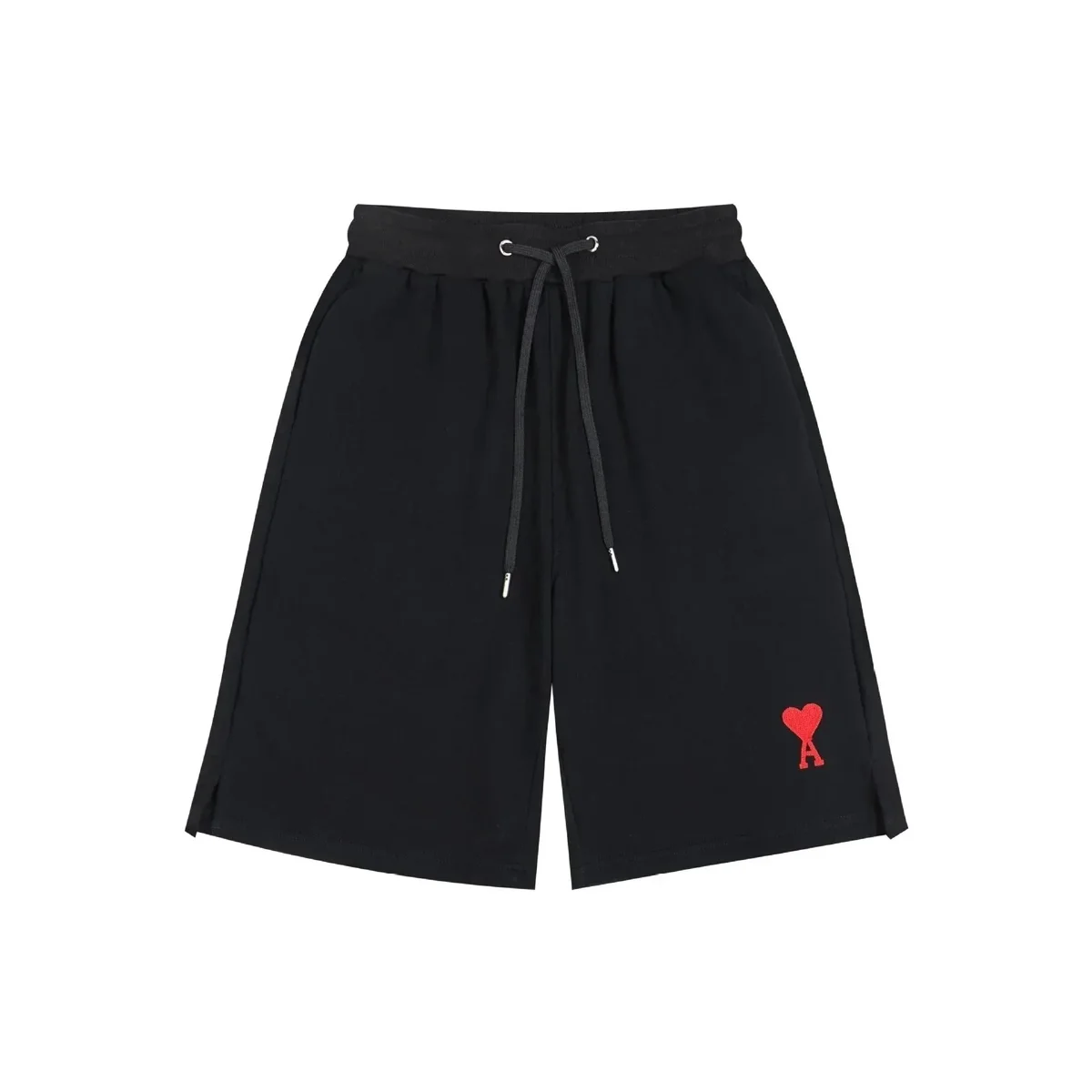 Ami Paris Ami Paris Black Red Heart Logo Shorts Black - 1