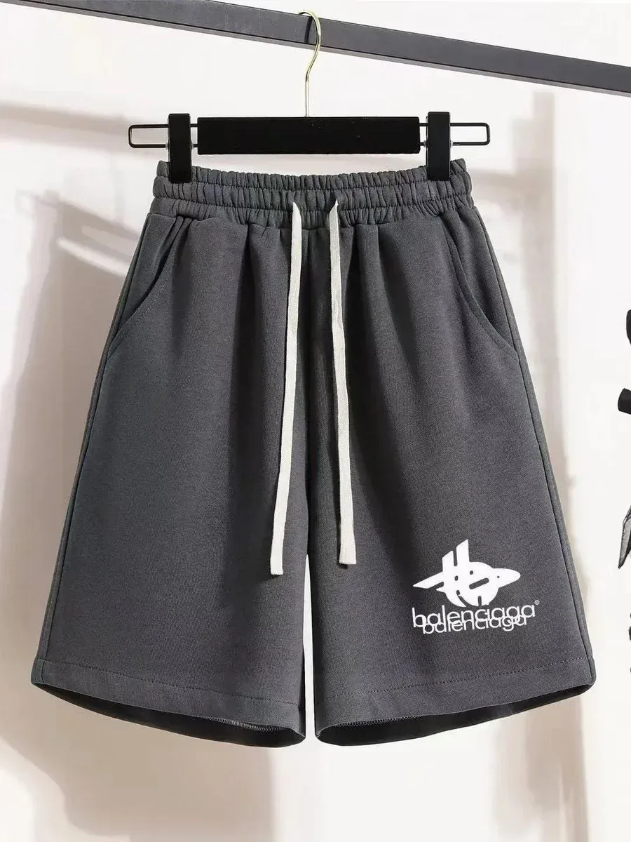 Balenciaga Balenciaga Grey Logo Print Shorts Grey - 1