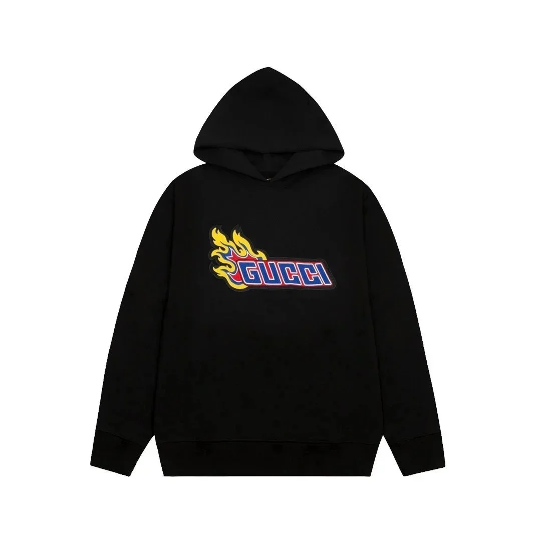 Gucci Gucci Flame Logo Hoodie Black Black