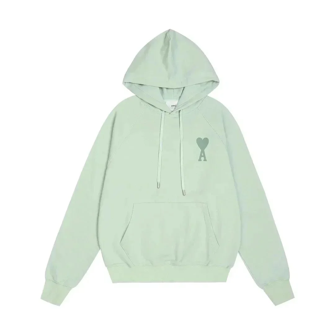 Ami Paris Ami Mint Green Hoodie with Heart Logo Green - 1
