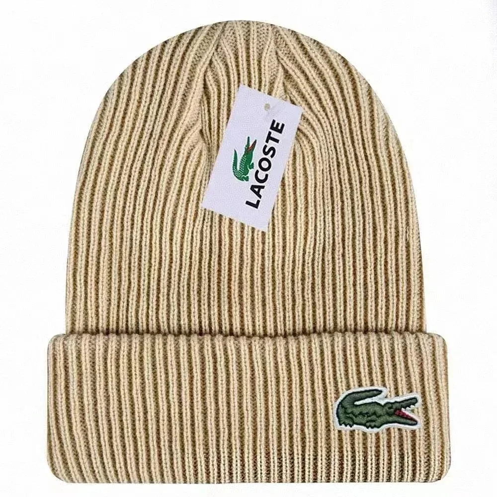 Lacoste Lacoste Beige Crocodile Beanie Hat Beige - 1