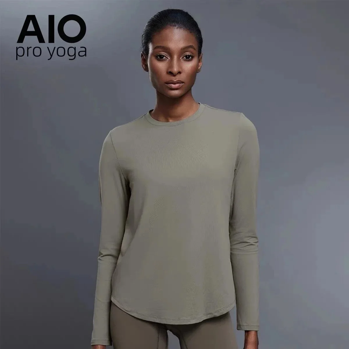 Other AIO Pro Yoga Deep Khaki Long Sleeve Top Beige - 1