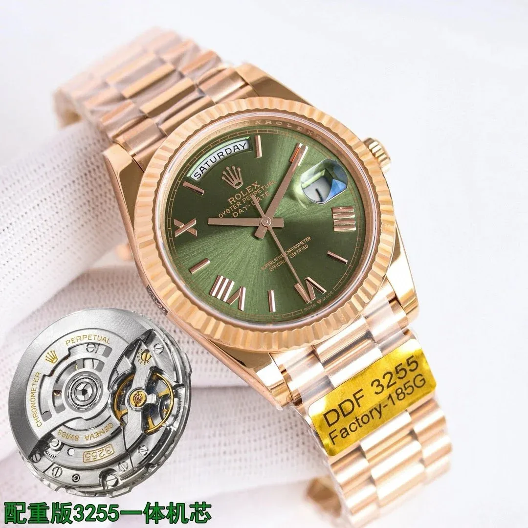 Rolex Rolex Day-Date Green Dial Rose Gold Watch Gold - 1