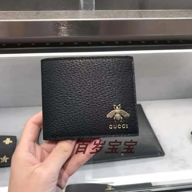 Gucci Metal Bee Black Leather Wallet