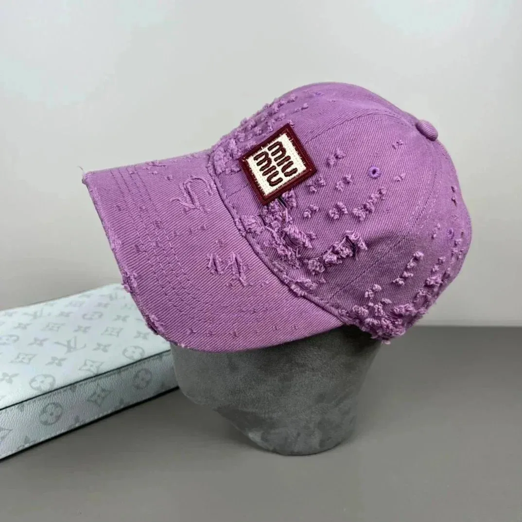 Miu Miu Miu Miu Distressed Logo Baseball Cap Purple Purple
