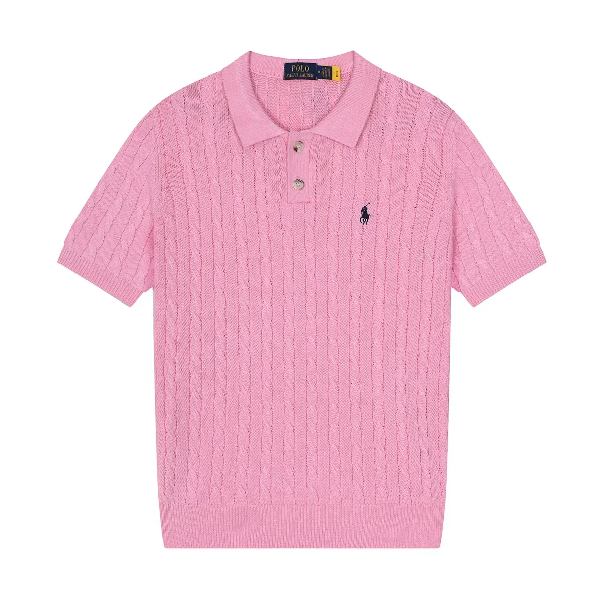Polo Ralph Lauren Polo Ralph Lauren Cable Knit Polo Shirt Pink Pink - 1
