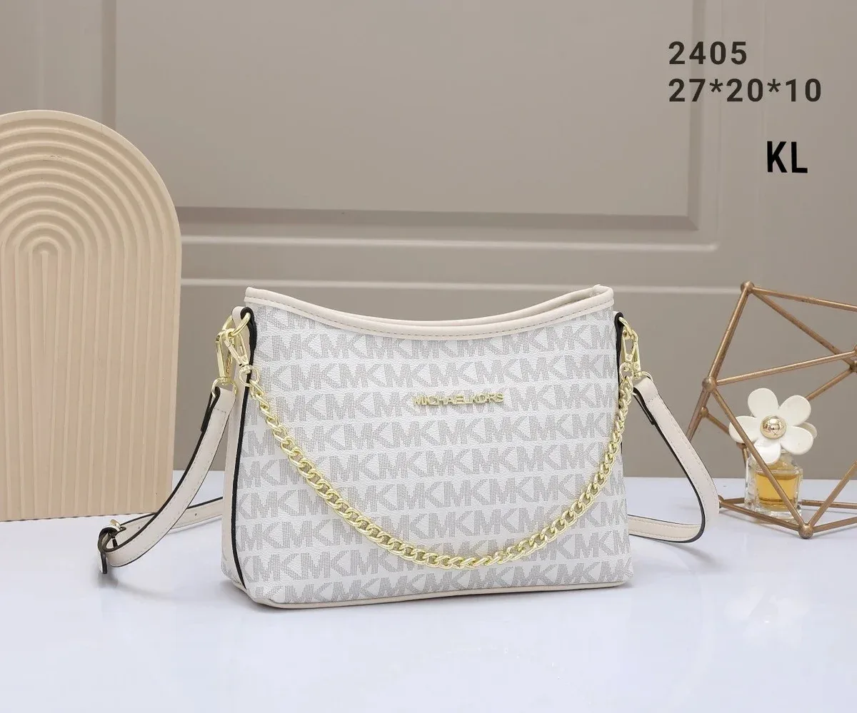 Michael Kors Michael Kors MK Monogram Chain Shoulder Bag Cream Cream - 1